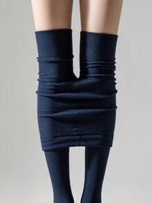 1双女士海军蓝保暖内衬紧身裤，弹力修身保暖裤，适合春秋季穿着，舒适保暖 - 藏蓝色 - 查看 8