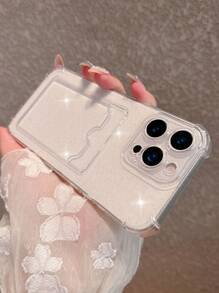 Premium Rhinestone Glitter Transparent Card Holder Phone Case Compatible With IPhone 17 Pro Max/17 Pro/17 Air/17/16 Pro Max/16/16 Pro/16 Plus/15/15 Pro Max/15 Pro/15 Plus/11/12/13/14 Pro Max/11 Pro/11 Pro Max/12 Pro/12 Pro Max/13 Pro/13 Pro Max/7 Plus/14 Pro/14 Pro Max/14 Plus Soft - Transparent-glitter Card Holder - View 6