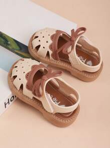 女童塑料凉鞋，软底防滑，适合1-3岁婴幼儿 - 米色 - 查看 3