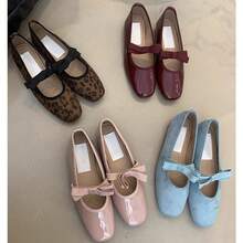 Französischer Feenstil Schleifenflache Mary Jane Damenschuhe Flache Ballerinas