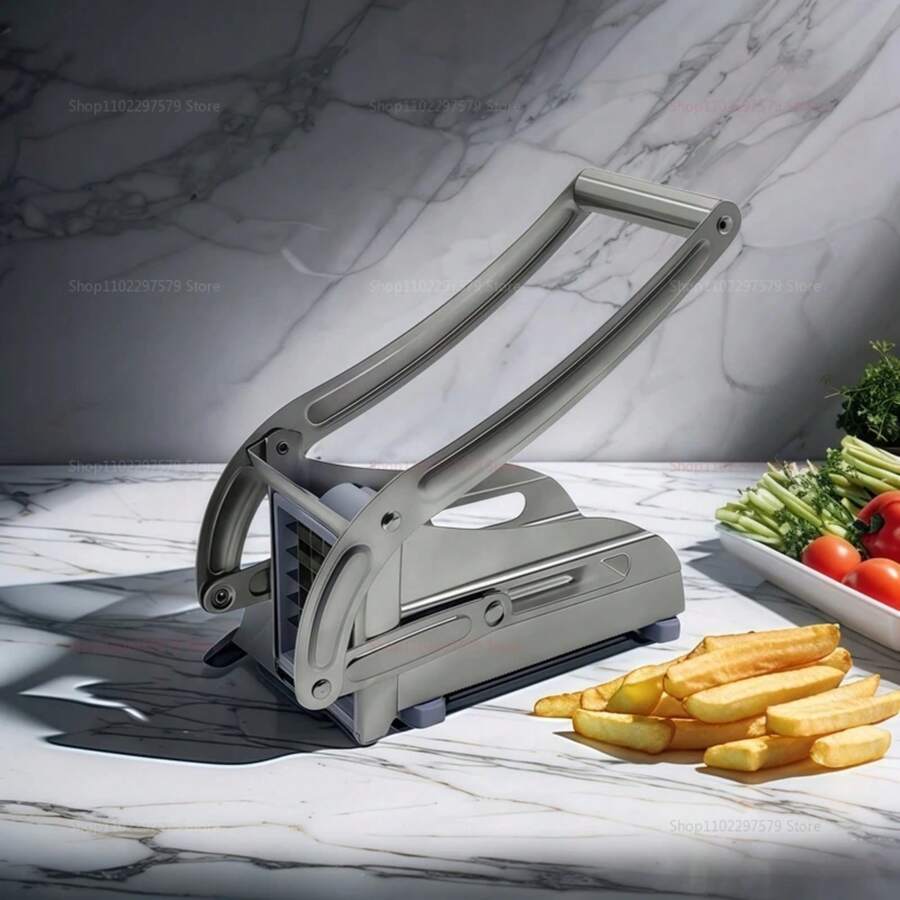 Stainless Steel Potato Slicer Vegetable Cutter Multi Functional Manual Fast Cutting Tool With 2 Blades Manual Fries Machine - 304不鏽鋼 - 查看 1