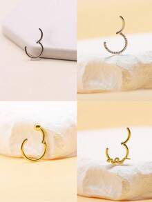 1pc Hight Segment Nose Ear Ring Septum Earrings Septum Ring 16G1.2MM Rod Thick Piercing Fashion Jewelry - Yellow Gold - View 5
