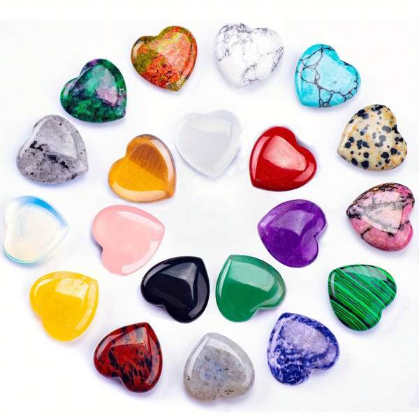 25 piezas Conjunto de piedras curativas con forma de corazón de colores aleatorios, incluye amatista, cuarzo rosa, cornalina, ojo de tigre, cuarzo transparente, obsidiana, labradorita, piedras preciosas de chakra, regalos de 1 pieza|5 piezas|10 piezas|