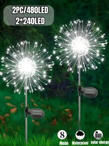 8 种模式太阳能烟花灯,IP65 防水和自动开/关,适用于花园、庭院、小路、亭子、婚礼、派对、装饰灯、圣诞节、万圣节、情人节装饰氛围灯,60-360 LED(暖白/白/彩色) - 黑色 - 查看 26