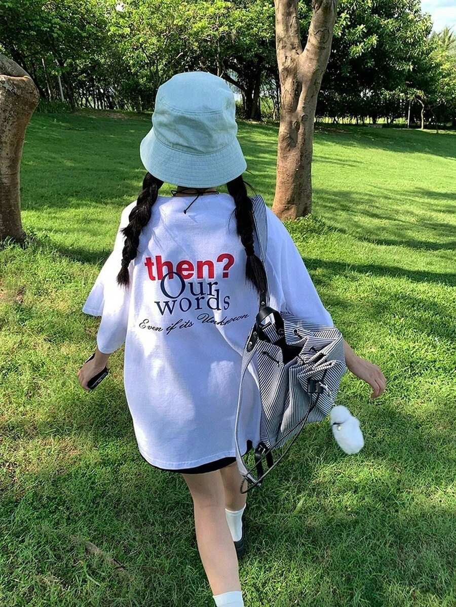 200g Pure Cotton T-Shirt 2025 Summer Ladies New Short Sleeve Pure Cotton Holiday Pattern Short Sleeve Round Neck Couple Wear Small Shirt Tops - 白色 - 查看 1