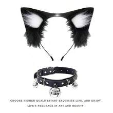 قطعة واحدة من شريط الرأس المزين بأذن القطة الجميلة، إكسسوار الخانق، مشبك شعر بأذن قطة واقعية وجميلة، شريط رأس من القماش المخملي، زي لعبة الأزواج، ملابس حفلة للنساء