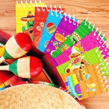 Cartoon Mehrfarbiger Mexikanischer Hut, Kaktus 8 Stücke Set, Mexikanischer Stil Abschlussfeier Themen Party, Handgemachtes DIY Bilderbuch, Malbuch - Mini Spiralbuch - Süßes Cartoon Design, Glatte Oberfläche, Folgen Sie den Bildern im Buch, Ausmalen mit Buntstiften und zeichnen Sie schließlich ein schönes Bild