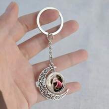1pc Customized Photo Keychain With Luminous Glass Dome Crescent Pendant Keyring Personalized Image Keychain Creative Commemorative Jewelry Gift Bag Charm Backpack Decor Keychain For Bag Car Accessories For Women - Multicolor - View 5