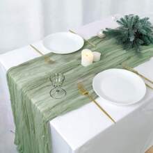 1/2/6/10 PCS Sage Green Cheesecloth Table Runners 35*120 Inch Boho Farmhouse Rustic Sheer Gauze Table Decor For Wedding Baby Shower Birthday Dinner Party Reception Centerpieces