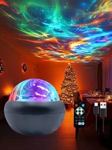 1 Stück Nordlicht Projektions Nachtlicht - Mehrfarbiger Sternenhimmel Effekt, mit Fernbedienung, Wasserwell-Design, geeignet für Schlafzimmer und Heimkino Dekoration, USB betrieben, perfektes Geschenk für Feiertage, Schlafzimmerlampe
