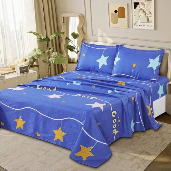 Juego de sábanas de algodón puro, suave para la piel, de cuatro estaciones, funda de edredón, funda de almohada