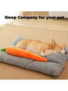 1Pc Large Stuffed Carrot Toy For Dogs/Cats, Pet Chewing And Comforting Toy With Squeaks - Orange - View 4