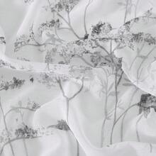 LinenZone Sheer Printed Patio Door Curtains With Silver Leaf Design.White Farmhouse Curtains For Sliding Doors Or Extra Large Windows.Single Patterned Leaf Curtain.(Katia 102 X 84, Silver) - Gold - 查看 6