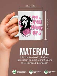 1pc Ghost Face Halloween Mug 11oz - 'No You Hang Up' Design,Spooky Scream Horror Coffee Cup For Fans And Collectors,Reusable,Perfect For Halloween Decor,Coffee Lovers,Autumn Coffee Cup,Fall Decor,Thanksgiving,Christmas,Ideal Gift For Women,School,Office,Birthday Gift,Holiday Gift,Party,Wedding