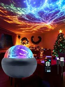 1 Stück Nordlicht Projektions Nachtlicht - Mehrfarbiger Sternenhimmel Effekt, mit Fernbedienung, Wasserwell-Design, geeignet für Schlafzimmer und Heimkino Dekoration, USB betrieben, perfektes Geschenk für Feiertage, Schlafzimmerlampe