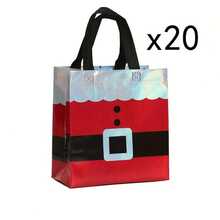 20 Pcs Christmas Gift Bag With Laser Engraved Handle, Non-Woven Bag , Suitable For Party Carrying, Suitable For Birthdays, Anniversaries, Baptisms, Christmas Gifts, Etc