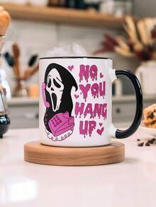1pc Ghost Face Halloween Mug 11oz - 'No You Hang Up' Design,Spooky Scream Horror Coffee Cup For Fans And Collectors,Reusable,Perfect For Halloween Decor,Coffee Lovers,Autumn Coffee Cup,Fall Decor,Thanksgiving,Christmas,Ideal Gift For Women,School,Office,Birthday Gift,Holiday Gift,Party,Wedding