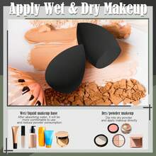 17PCS Makeup Sponge Set With 6PCS Powder Puff, 3PCS Mini Makeup Sponges, 3PCS Foundation Mini Make Up Sponge Puff And 1PCS Make Up Sponges Holder (Black) - Black - View 4