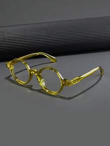 1 件男士时尚眼镜，新款圆框铆钉拼色休闲百搭轻便经典百搭风格，适合上网、办公、电脑、电话、读书、游戏 - 無色 - 查看 6