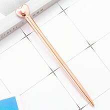 1/3/6 支金色心形圆珠笔，黑色墨水 - 可爱创意精致书写工具，适用于学校用品、婚礼签名和礼品包装 - 玫瑰金 - 查看 6