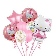 5 pezzi/9 pezzi Palloncini in foil rosa di Hello Kitty di Sanrio, palloncini in foil di alluminio a forma di cartone animato, decorazioni per feste di compleanno, festa della mamma, laurea. Sono molto adatti come elementi decorativi per feste di compleanno, addii al celibato, fidanzamenti, matrimoni, benvenuto al bambino, decorazioni per compleanni, matrimoni, anniversari, festività e palloncini per feste.