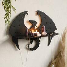 1 Stück Gotischer Stil Holz Drachen Wandregal für Kristalle, Heim Schlafzimmer Deko Ornament Aufbewahrung Wandregal