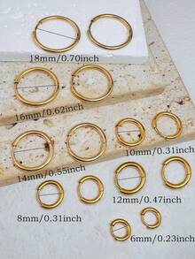 1Pair Stainless Steel Huggie Hoop Earrings Set For Women Tiny Thin Cartilage Conch Hoop Earrings For Men 14K Gold Plated Small Earrings 6/8/10/12/14/16/18mm - Gold-1 - View 3