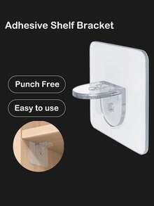 4/7 ganchos adesivos sem perfuração, design sem costura, suportes de prateleira sem perfuração, organizador de armários, suportes de prateleira com montagem adesiva, adequados para organização de guarda-roupas, revestimentos de armários e suportes em camadas - Claro - Ver 8