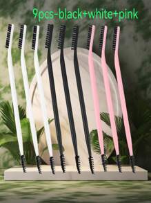 114/14/9/6/3/2pcs Spiral Tapered Brush Heads, Multi-Functional Combination Set, Suitable For Daily Commute, Beginner Practice, Party Makeup, Eyebrow Grooming - Black - View 11