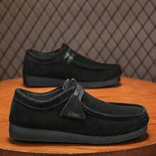 男士一脚蹬乐福鞋，透气防滑舒适休闲鞋 - 黑色 - 查看 4