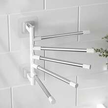 1 件浴室壁挂式毛巾架，可旋转厨房抹布架收纳架，多层无需钻孔 - 白色 - 查看 5
