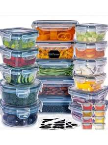 Bộ 24 hộp đựng thực phẩm, hộp đựng đồ dùng nhà bếp chống rò rỉ có nắp đậy, thích hợp đựng trái cây, rau củ, đồ ăn nhẹ, trong suốt, phụ kiện nhà bếp, quà Giáng sinh, đồ dùng học tập, trang trí nhà cửa, quà năm mới. - Nhiều màu - Xem 1