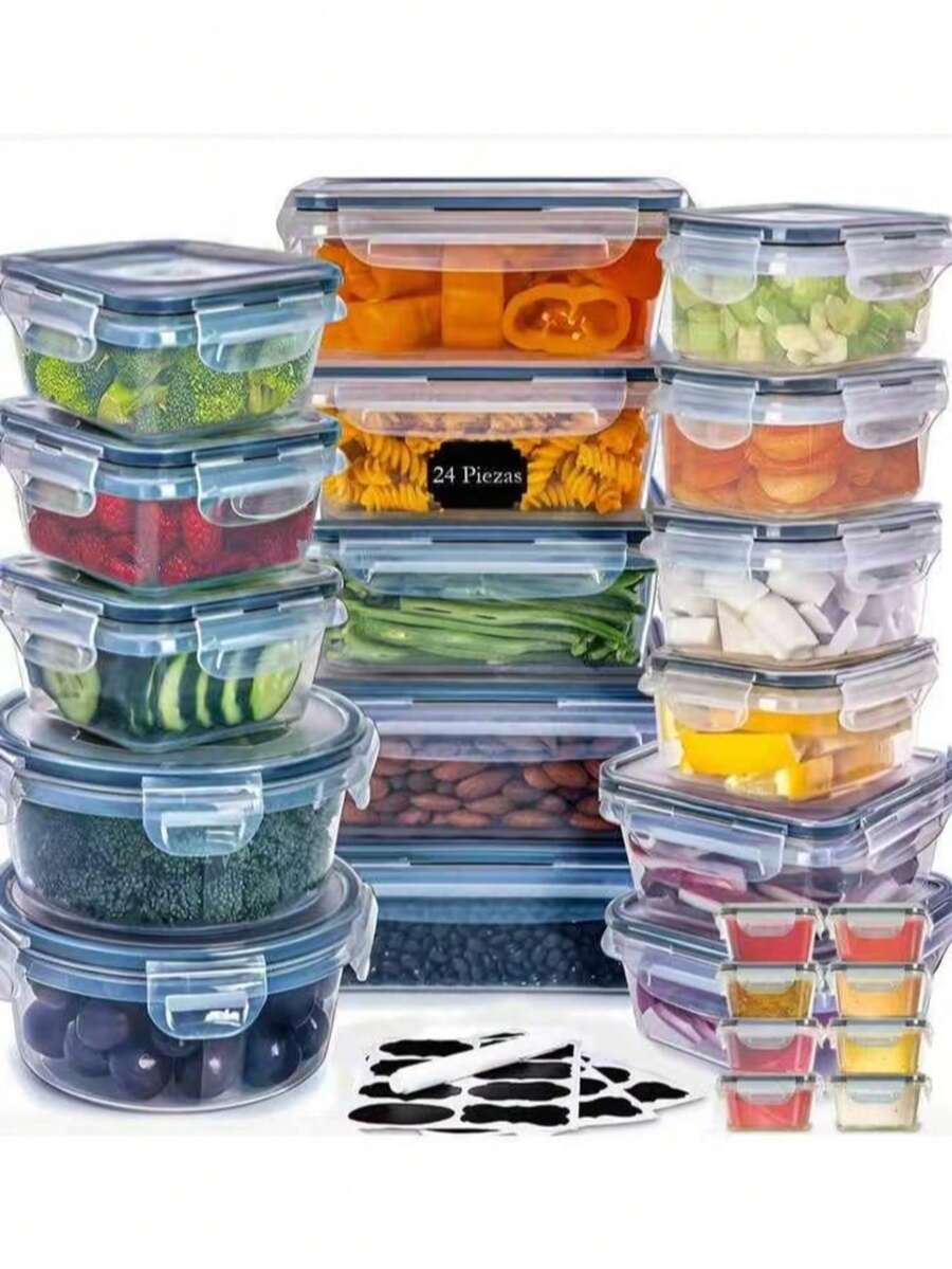 Bộ 24 hộp đựng thực phẩm, hộp đựng đồ dùng nhà bếp chống rò rỉ có nắp đậy, thích hợp đựng trái cây, rau củ, đồ ăn nhẹ, trong suốt, phụ kiện nhà bếp, quà Giáng sinh, đồ dùng học tập, trang trí nhà cửa, quà năm mới. - Nhiều màu - Xem 1