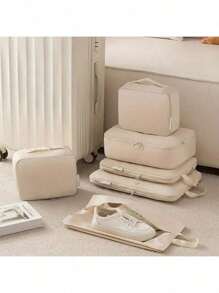 6 件套旅行收纳袋 - 轻质网眼拉链收纳袋，适用于行李箱、衣服、鞋子和化妆品 - 露营配件、行李袋、洗漱包、化妆品收纳袋、手提包、节日和返校必备品、女士旅行袋和洗漱包