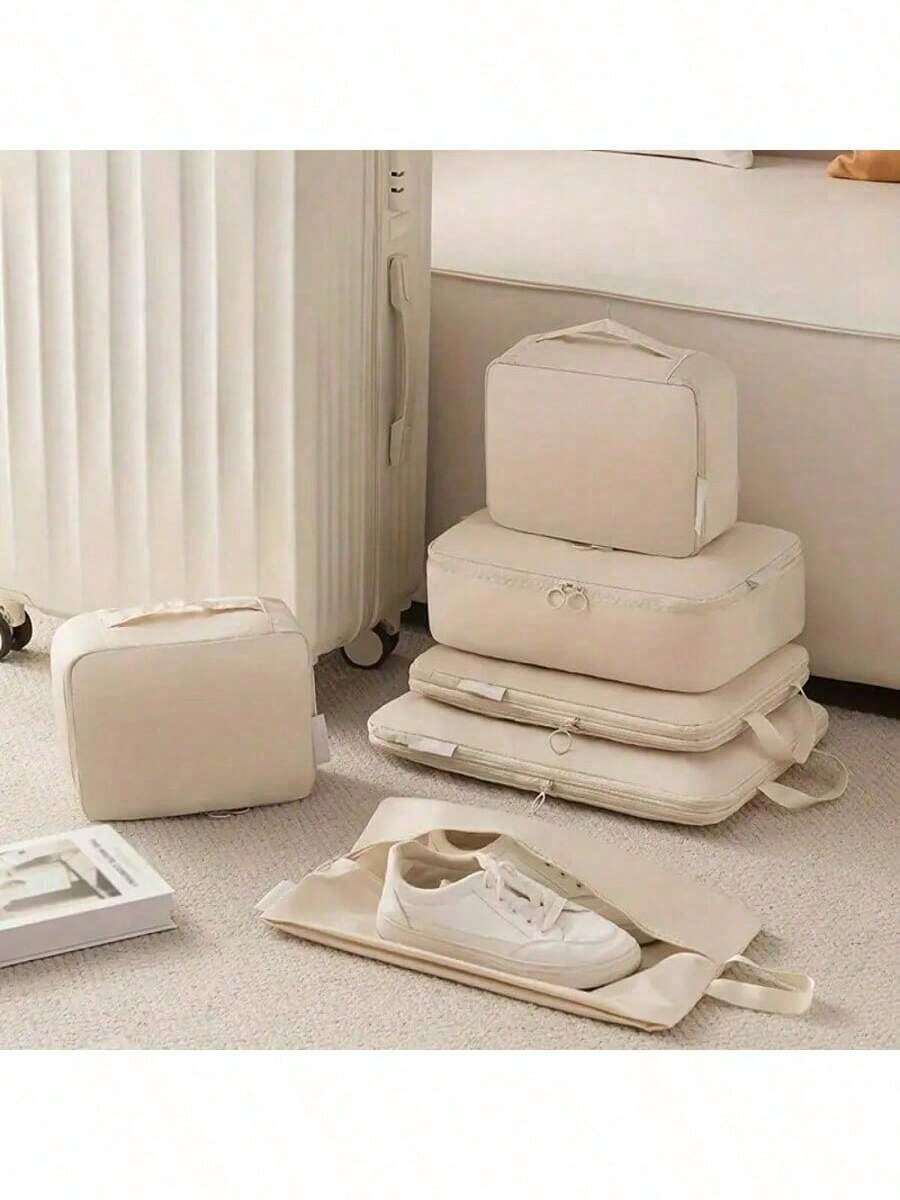 6 件套旅行收纳袋 - 轻质网眼拉链收纳袋，适用于行李箱、衣服、鞋子和化妆品 - 露营配件、行李袋、洗漱包、化妆品收纳袋、手提包、节日和返校必备品、女士旅行袋和洗漱包