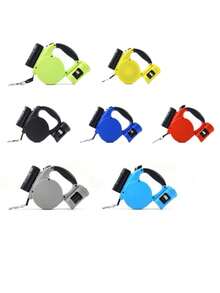 1 件便携式多功能伸缩狗自动牵引绳，中小型犬散步工具，不含电池，包含一卷便便袋，要开灯，您需要自行准备三节 AA 电池，宠物用品，宠物必备，宠物外出，宠物户外旅行，万圣节和圣诞节礼物