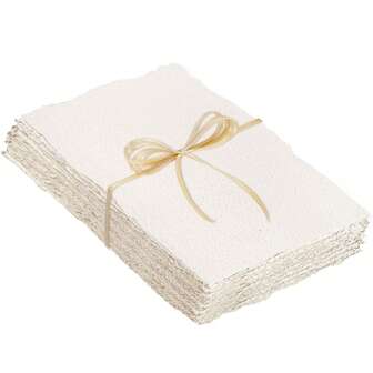 25 张水彩纸，300 GSM 毛边纸粗糙/纹理手工纸棉纸适用于水彩画、婚礼请柬、卡片、工艺品