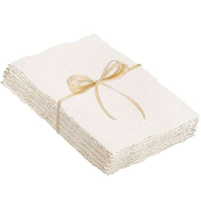 25 ark akvarellpapper, 300 gsm papper med dekorerade kanter, grovt/strukturerat handgjort papper, bomullspapper för akvareller, bröllopsinbjudningar, kort, hantverk