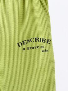 Conjunto casual de 2 piezas de Top de manga larga con estampado de letras y pantalones con cordón para niños/as pequeños/as, adecuado para uso diario y actividades al aire libre