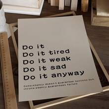 1幅励志帆布墙画 - “采取行动”毅力海报（不含框），适用于家居、办公室、健身房或工作空间装饰，激励人心的墙画，房间装饰，振奋人心的美学装饰 - 彩色 - 查看 5