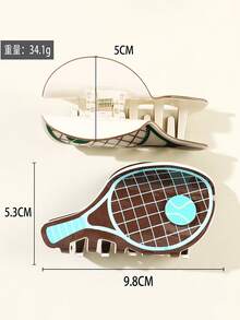 1pc Fashion Minimalist Campus Sports Series Acrylic Tennis Racket Hair Clip, Cute Ping Pong Paddle Hair Clip, Suitable As Back To School Gift, Daily Wear Hair Accessories Women Claw Clip Autumn Accessories Football Accessories Women - Multicolor - View 3