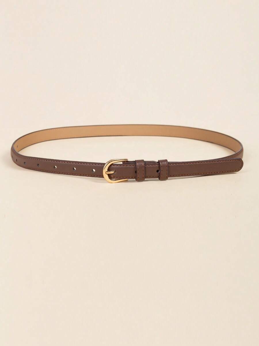Casual Fashion Versatile Solid Color Buckle Belt, Random Delivery Fall, Autumn, Halloween - Coffee Brown - View 1