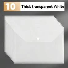 5/10/20 Pcs A4 Transparent File Bag PVC Documents Filing Storage Bag Student Organizer Information Pocket Folders Stationery20,For School Supplies,Back To School - White - View 1