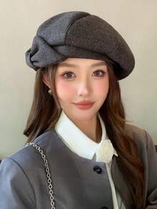 1 件女士优雅波西米亚派对休闲可爱复古街头甜美蝴蝶结贝雷帽，时尚百搭艺术家帽，适合日常外出和购物秋季配饰