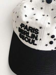 1 件字母猫宽檐棒球帽女款大头围防紫外线可爱黑猫刺绣撞色棒球帽百搭适合大头围 - 棒球帽 - 查看 11