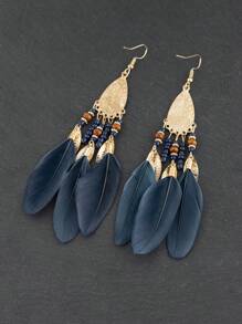 1 对复古鸡毛耳环