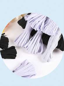 10 metros Banda elástica plana blanca/negra, tela de goma para vestido de novia, accesorios de costura elásticos, banda elástica de látex de alta elasticidad, banda elástica de goma DIY para costura, banda de costura de alta elasticidad, cuerda elástica de costura para tela de costura DIY, cinta adhesiva elástica de poliéster, adecuada para costura DIY, manualidades, accesorios para el cabello y vestidos de novia, accesorios, banda elástica plana ancha, banda para prendas. - Multicolor - Ver 2