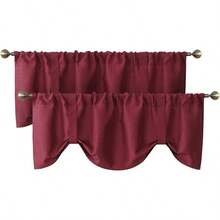 Tie Up Curtain Valance Window Treatment Living Room, Adjustable Balloon Rod Pocket Drape Valence, Set Of 1, 54 X 18 Inch, White, Home Decor - Burgundy - Xem 1