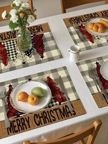 2/4/6/8 Stücke Weihnachtsbaum Tischsets, 30cm*45cm, 100% Polyestermaterial, geeignet für Restaurant, Esszimmertisch, Kaffeetisch Dekoration, Outdoor Party Feiertags Tischdekoration