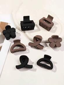 8 Pieces Minimalist Clips Matte Neutral Tones Style And Sophistication Korean Hair Clip Models - Nhiều màu - Xem 2
